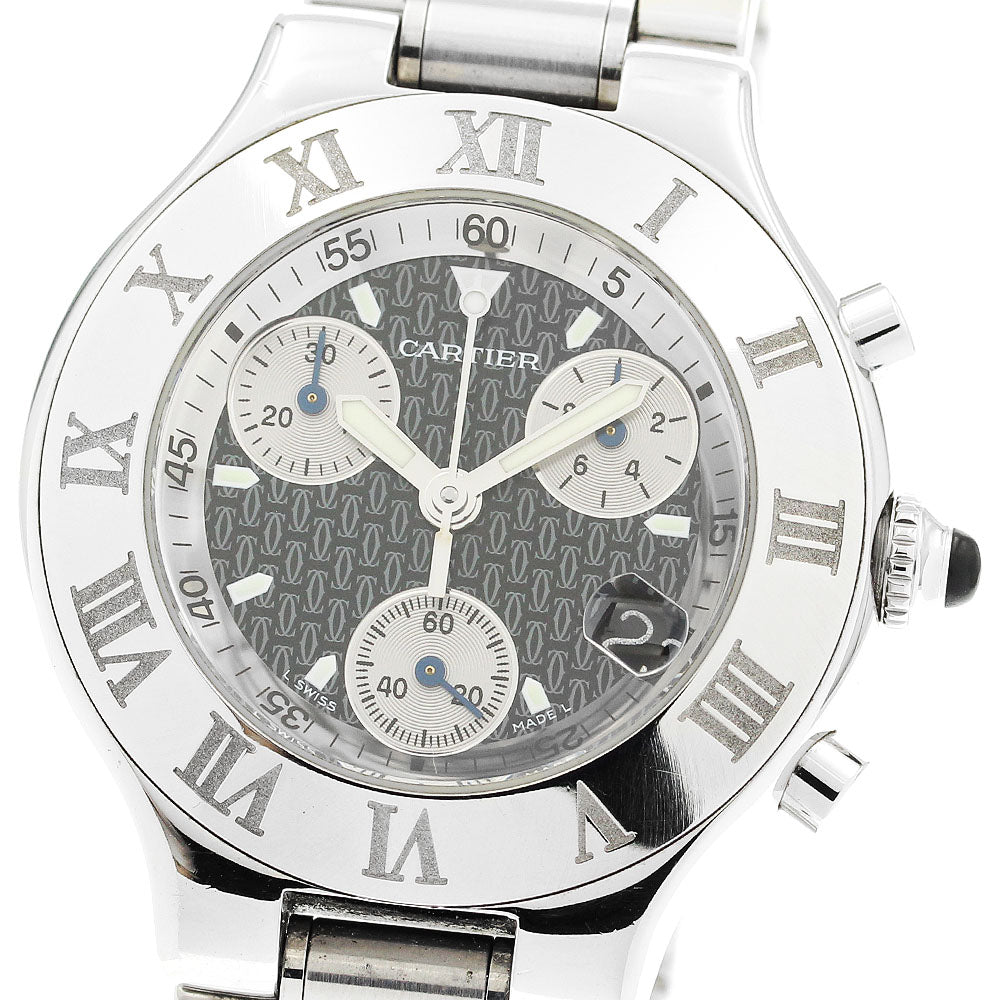 CARTIER CHRONOSCAPH W10172T2 Date black Dial Quartz Men's Watch_896208