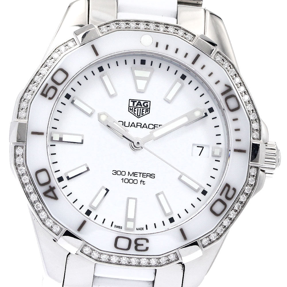TAG HEUER Aqua racer WAY131H Diamond Bezel white Dial Quartz Ladies Watch_896215