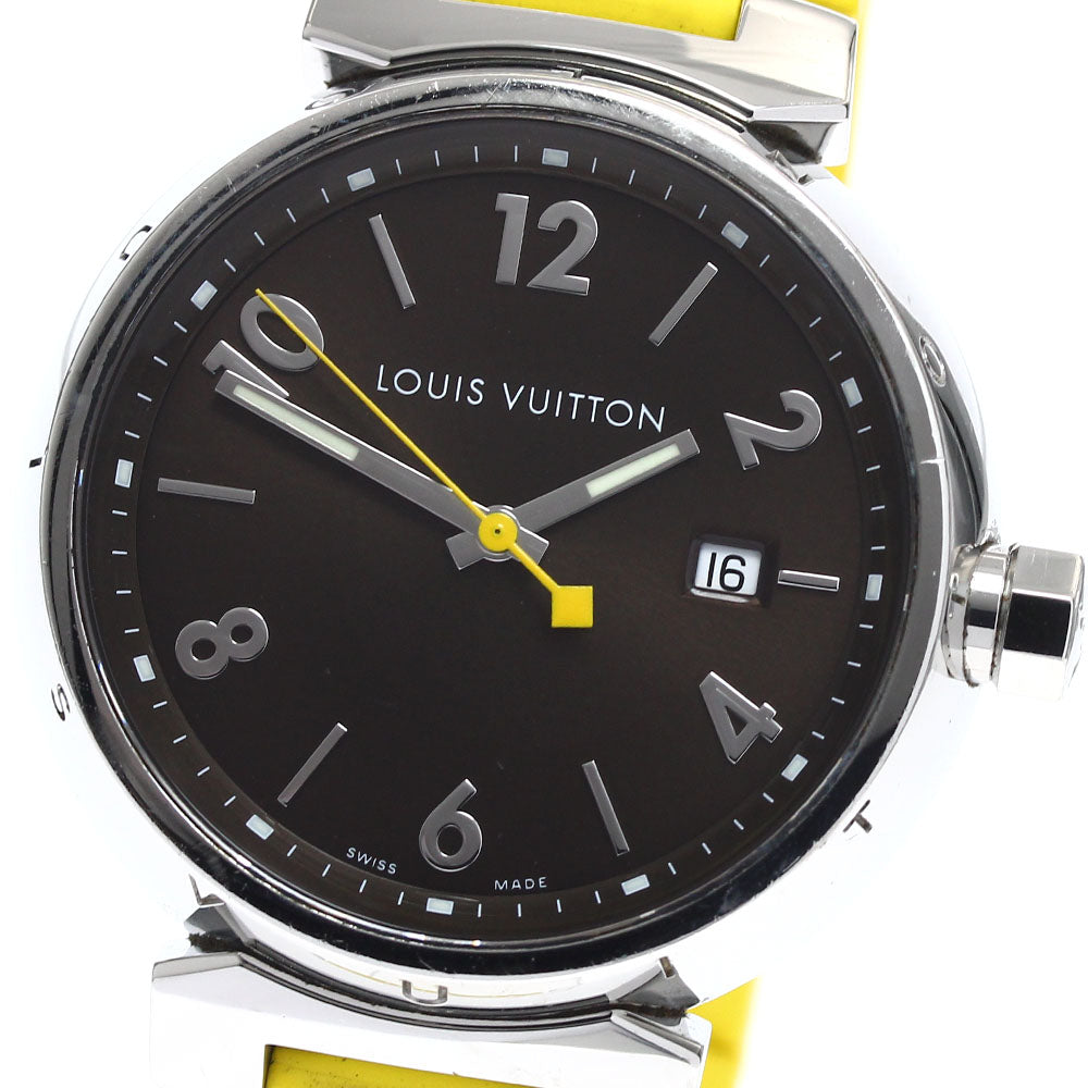 LOUIS VUITTON Tambour Q1111 Date Brown Dial Quartz Men's Watch_896226