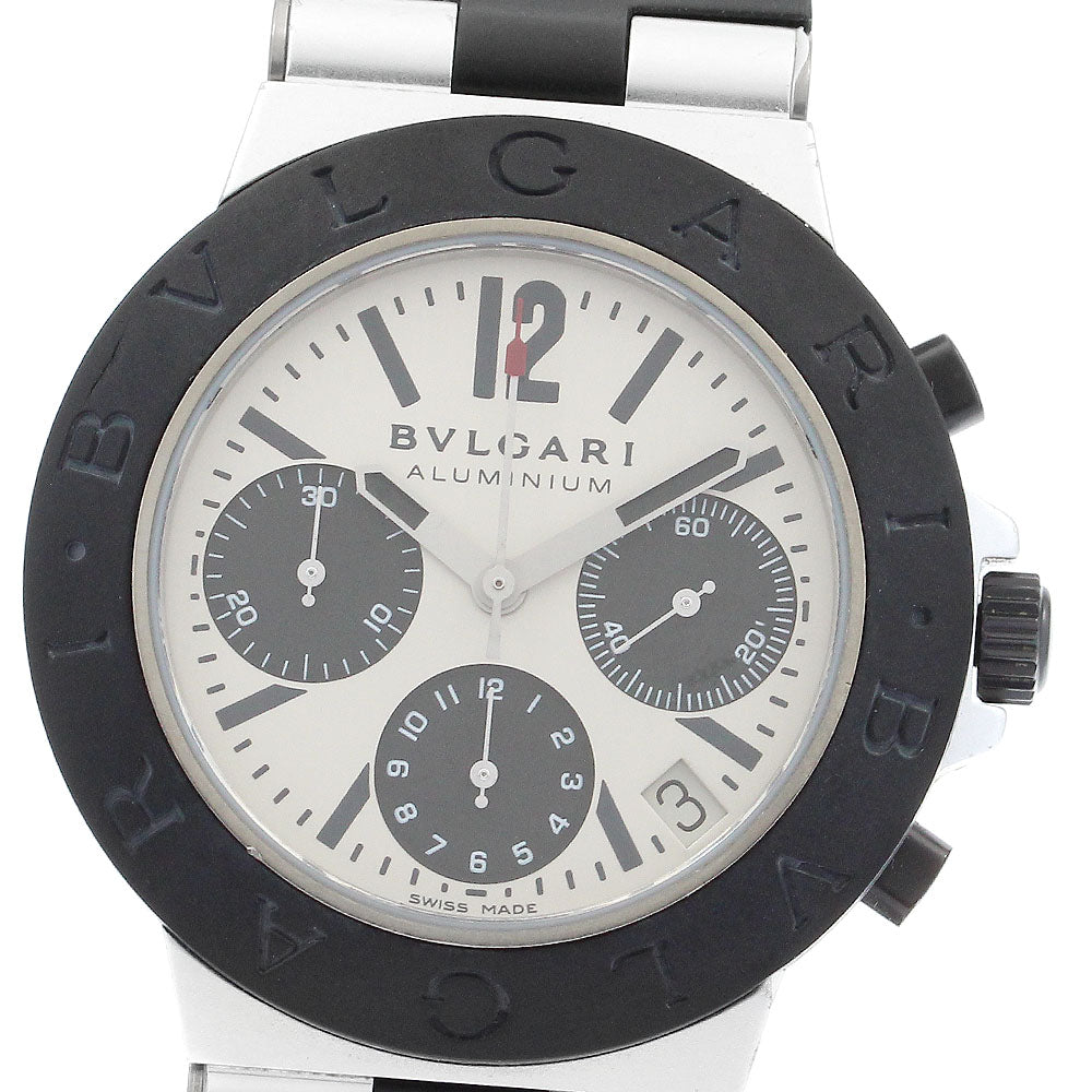 BVLGARI Aluminum AC38TA Chronograph Silver / Black Dial Automatic Men's _896326