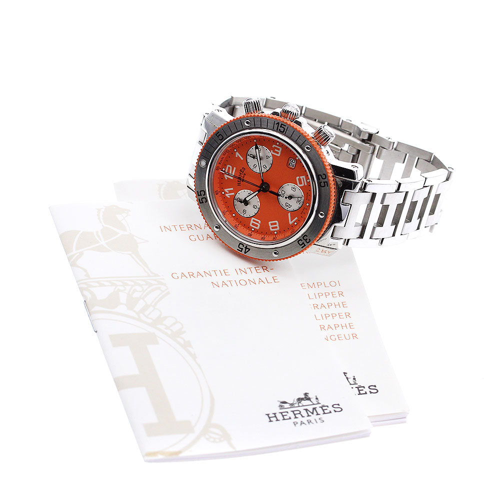 HERMES Clipper CL2.916 Diver chronograph Orange Dial Quartz Men's Watch_896347