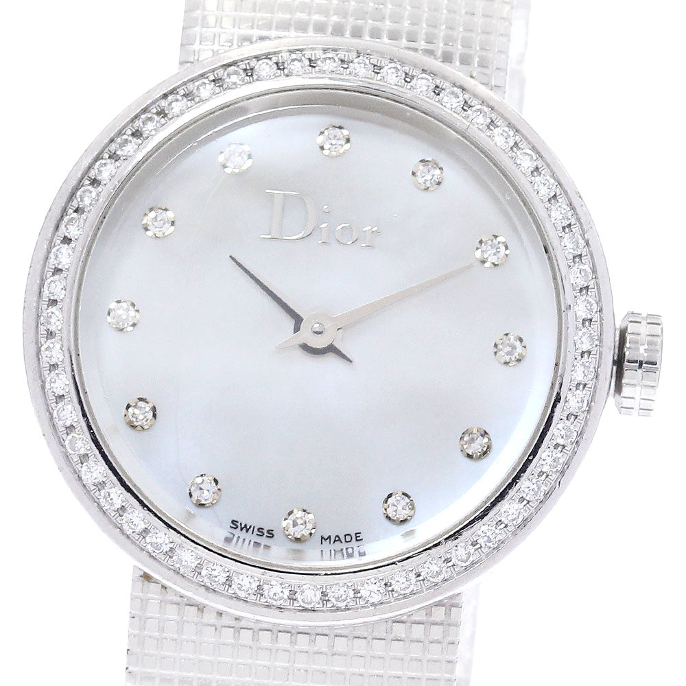 Dior La di de dior CD041111 Diamond bezel 12P diamond White shell Dial Quartz Ladies Watch_896348