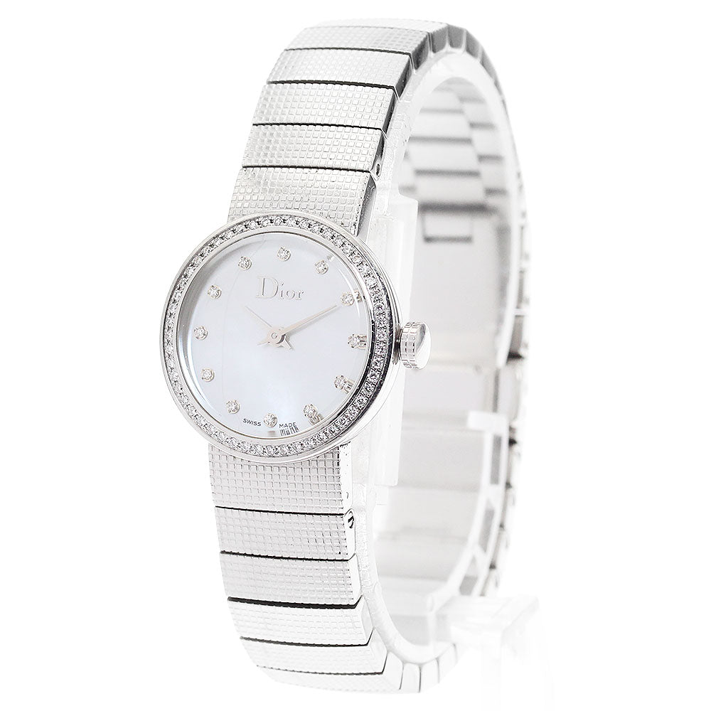 Dior La di de dior CD041111 Diamond bezel 12P diamond White shell Dial Quartz Ladies Watch_896348