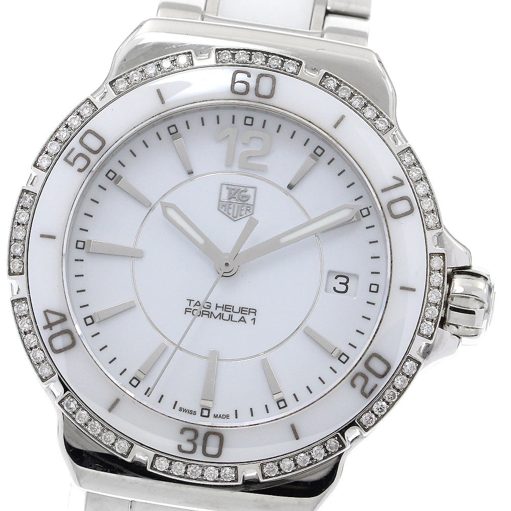 TAG HEUER Formula 1 WAH1213 Diamond Bezel white Dial Quartz Ladies Watch_896359