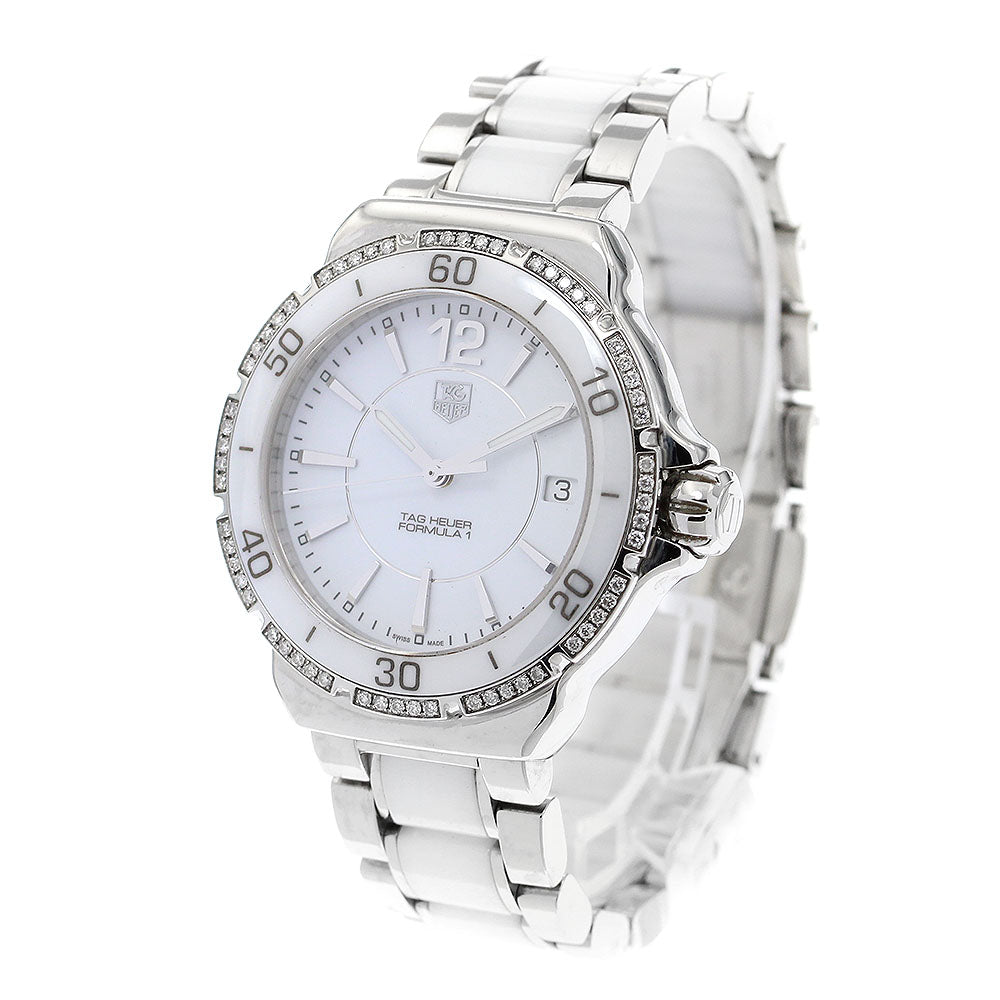 TAG HEUER Formula 1 WAH1213 Diamond Bezel white Dial Quartz Ladies Watch_896359