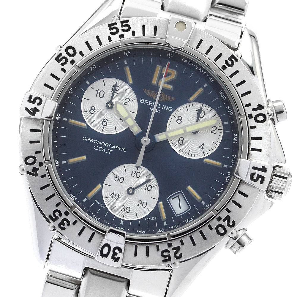 BREITLING Colt A53035 Chronograph Date Navy / Silver Dial Quartz Men's Watch_896380