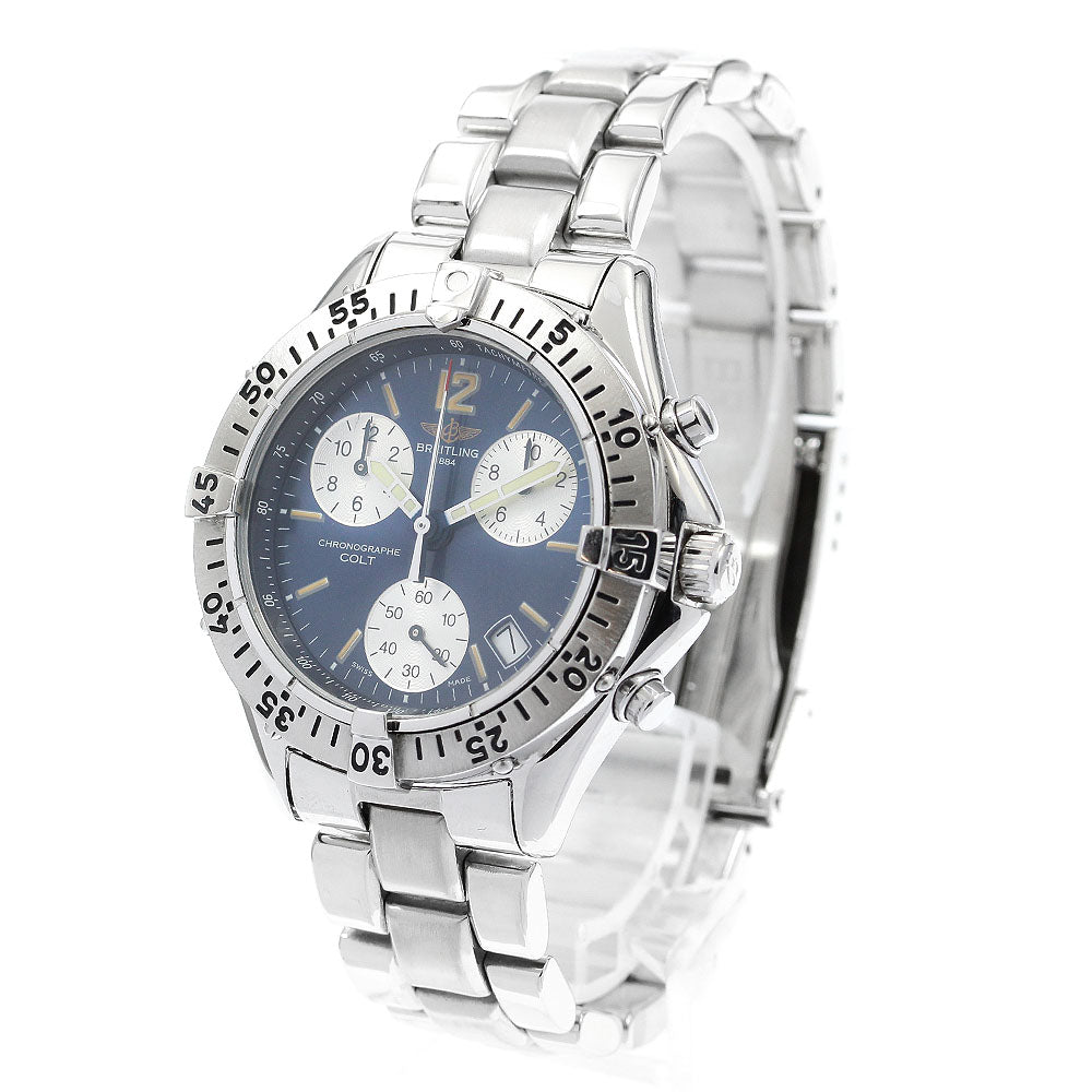 BREITLING Colt A53035 Chronograph Date Navy / Silver Dial Quartz Men's Watch_896380