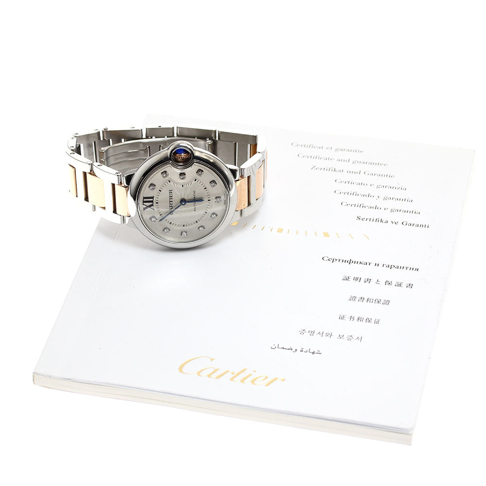 CARTIER Baron blue WE902031 11P diamond Silver Dial Automatic Boy's Watch_896393