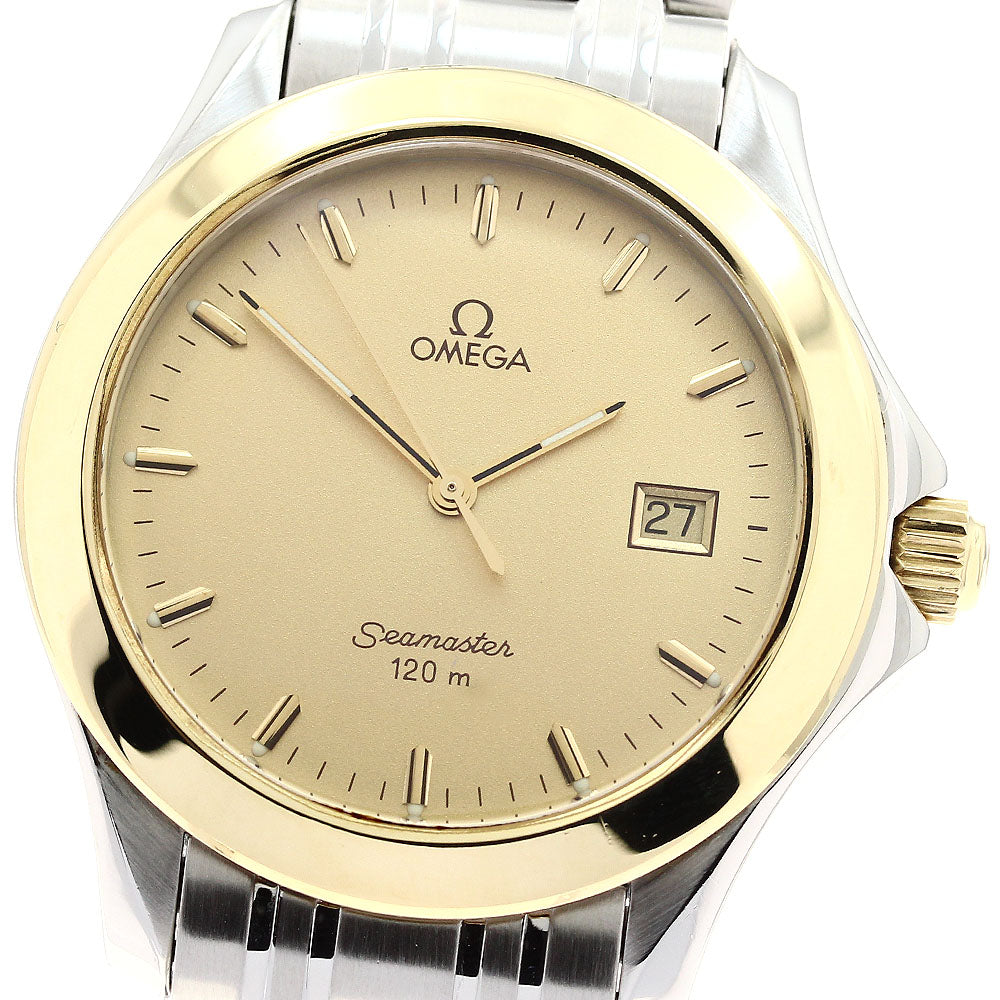 OMEGA Seamaster120m 2411.11 Date YG bezel gold Dial Quartz Men's Watch_896404