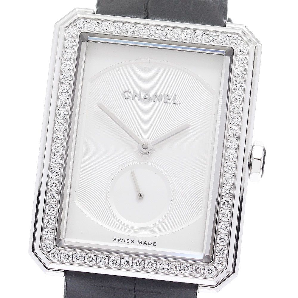 CHANEL boy friend H4472 K18WG diamond bezel Silver Dial Hand Winding Boy's Watch_896416