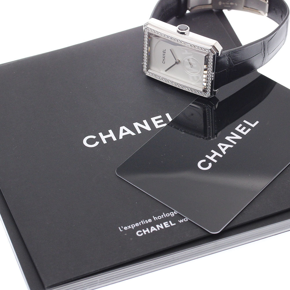 CHANEL boy friend H4472 K18WG diamond bezel Silver Dial Hand Winding Boy's Watch_896416