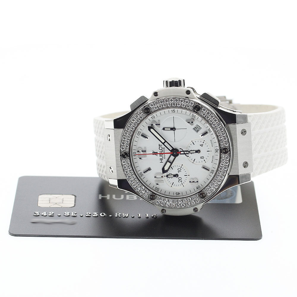 HUBLOT Big Bang Steel White Diamond 342.SE.230.RW.114 Chronograph white Dial Automatic Men's Watch_896460