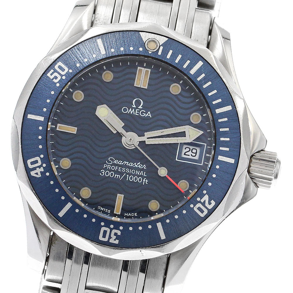 OMEGA Seamaster300 2583.80 Date Navy Dial Quartz Ladies Watch_896506
