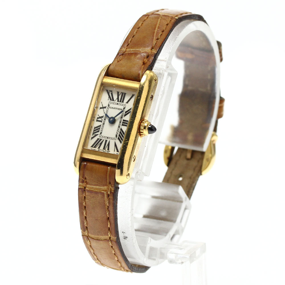 CARTIER Tank Allongee W1529956 18K Yellow Gold beige Dial Quartz Ladies Watch_896509