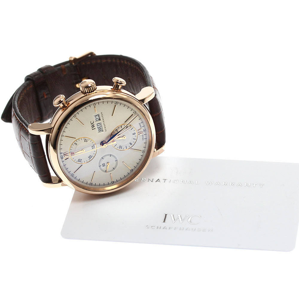 IWC SCHAFFHAUSEN Port Fino Chronograph IW391020 18K Pink Gold Silver Dial Automatic Men's Watch_896528