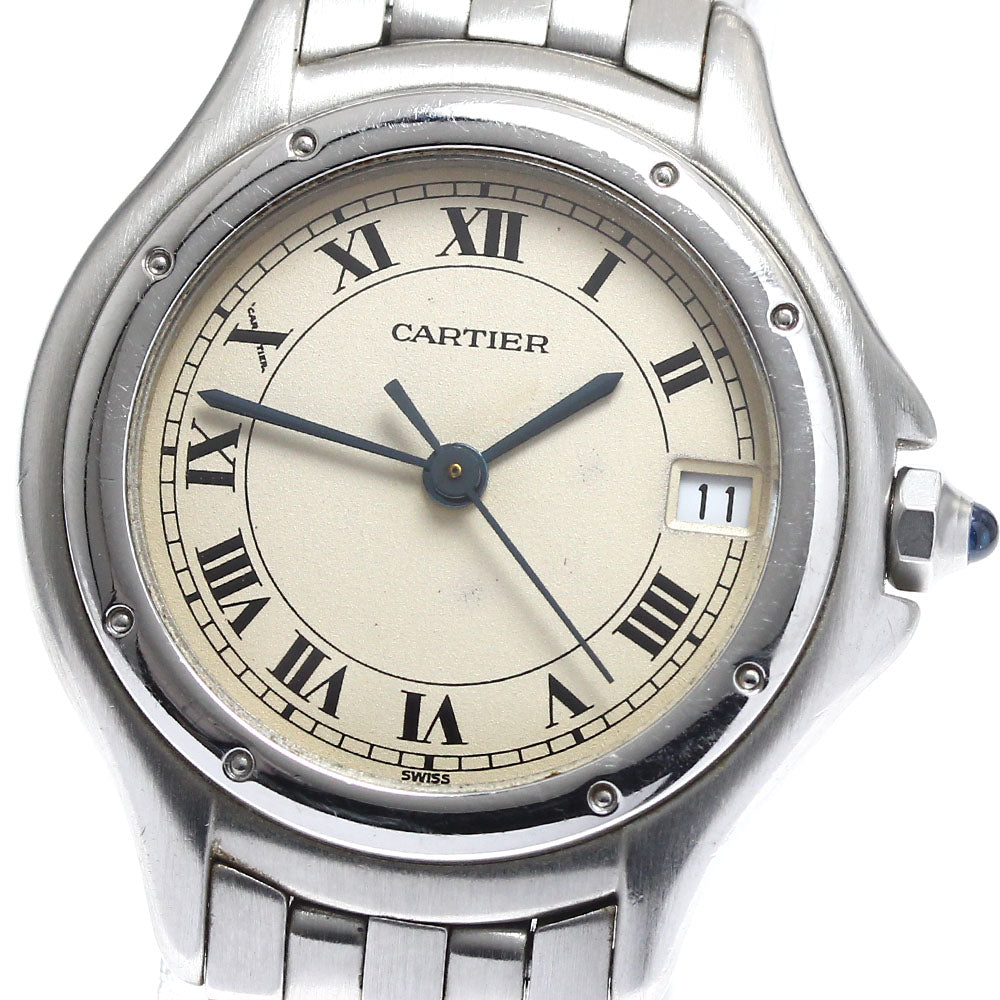 CARTIER PANTHERE Cougar SM W35001F5 Date beige Dial Quartz Ladies Watch_896530