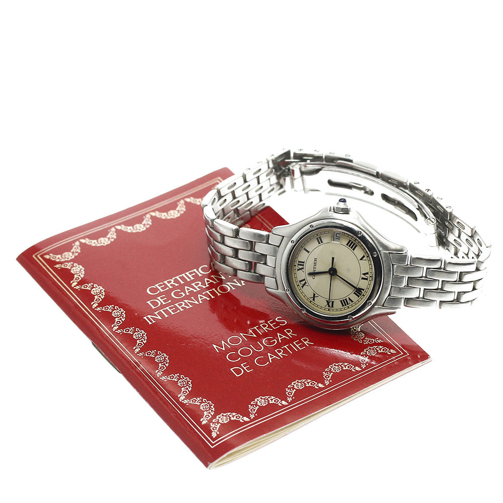 CARTIER PANTHERE Cougar SM W35001F5 Date beige Dial Quartz Ladies Watch_896530