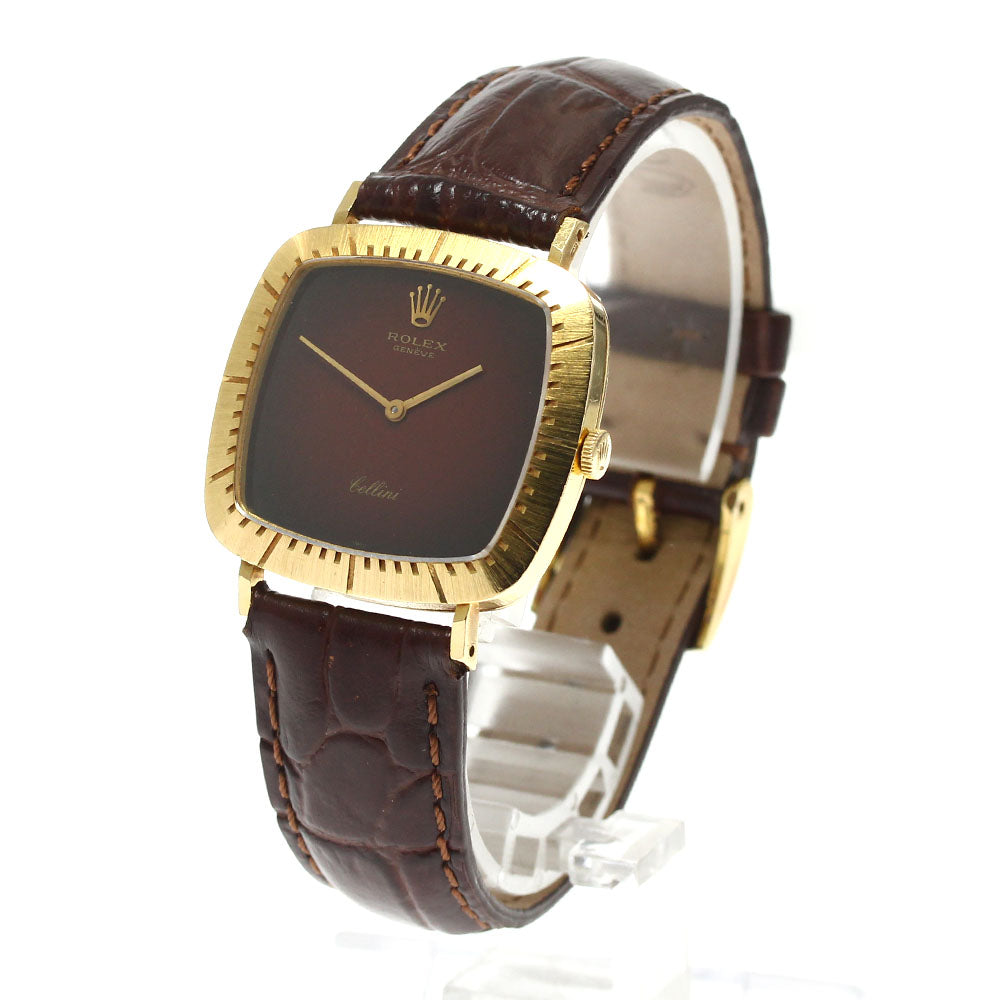 ROLEX Cellini 4084 K18YG Cal.1600 Bordeaux Dial Hand Winding Men's Watch_896575