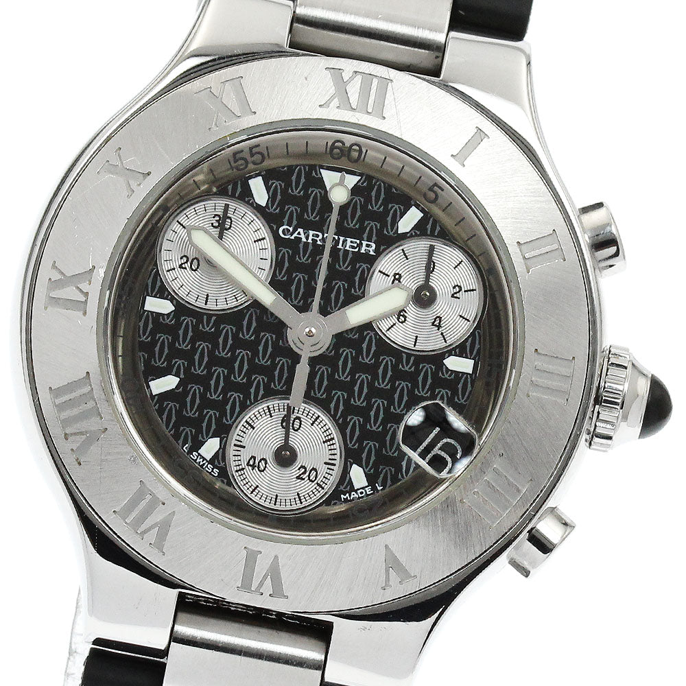 CARTIER CHRONOSCAPH W10198U2 Date black Dial Quartz Ladies Watch_896711