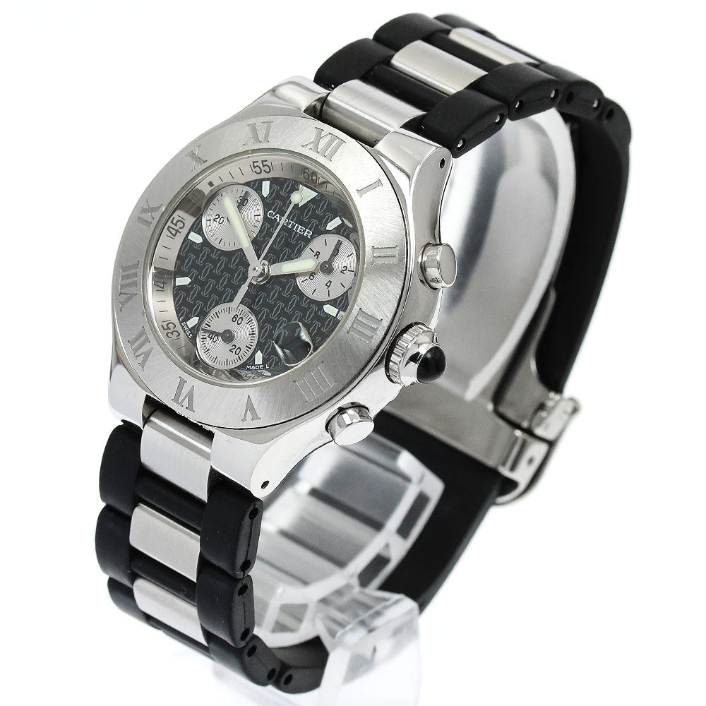 CARTIER CHRONOSCAPH W10198U2 Date black Dial Quartz Ladies Watch_896711