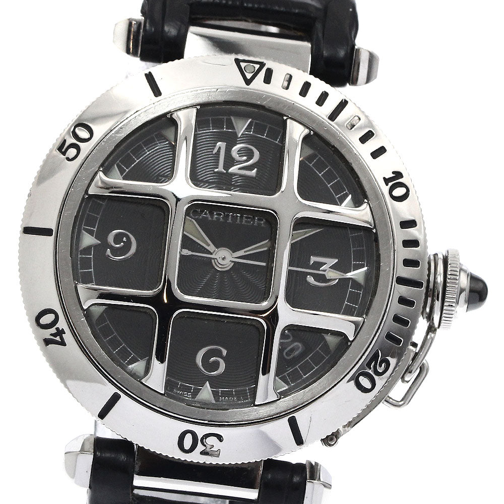 CARTIER Pasha 38 N950 Convex Grid W3106255 Platinum bezel gray Dial Automatic Men's Watch_896807