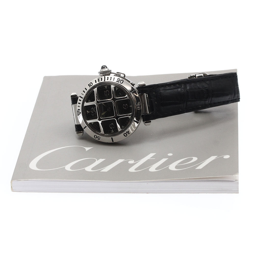 CARTIER Pasha 38 N950 Convex Grid W3106255 Platinum bezel gray Dial Automatic Men's Watch_896807