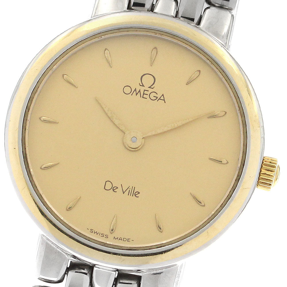 OMEGA De Ville Date YG bezel gold Dial Quartz Ladies Watch_896816