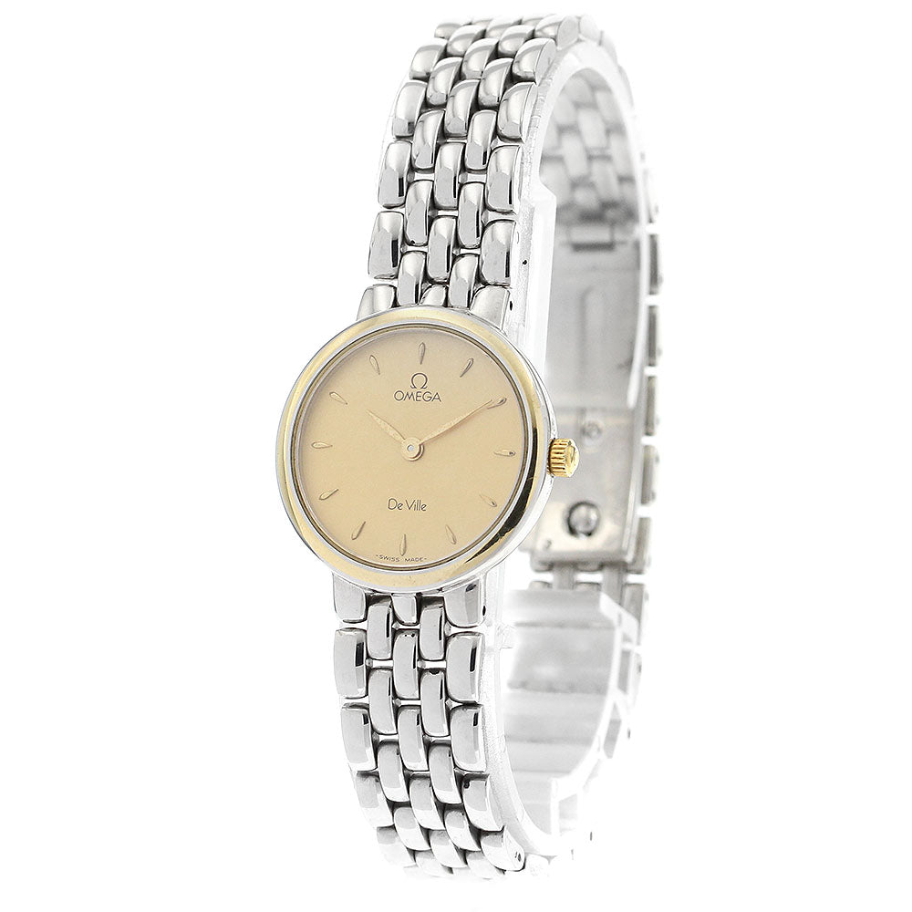 OMEGA De Ville Date YG bezel gold Dial Quartz Ladies Watch_896816