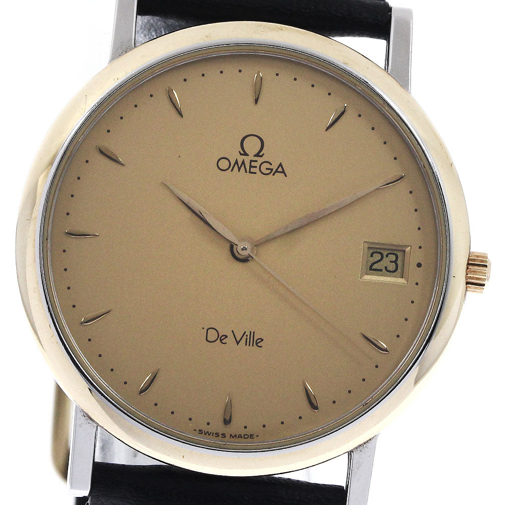 OMEGA De Ville Date gold Dial Quartz Men's Watch_896835