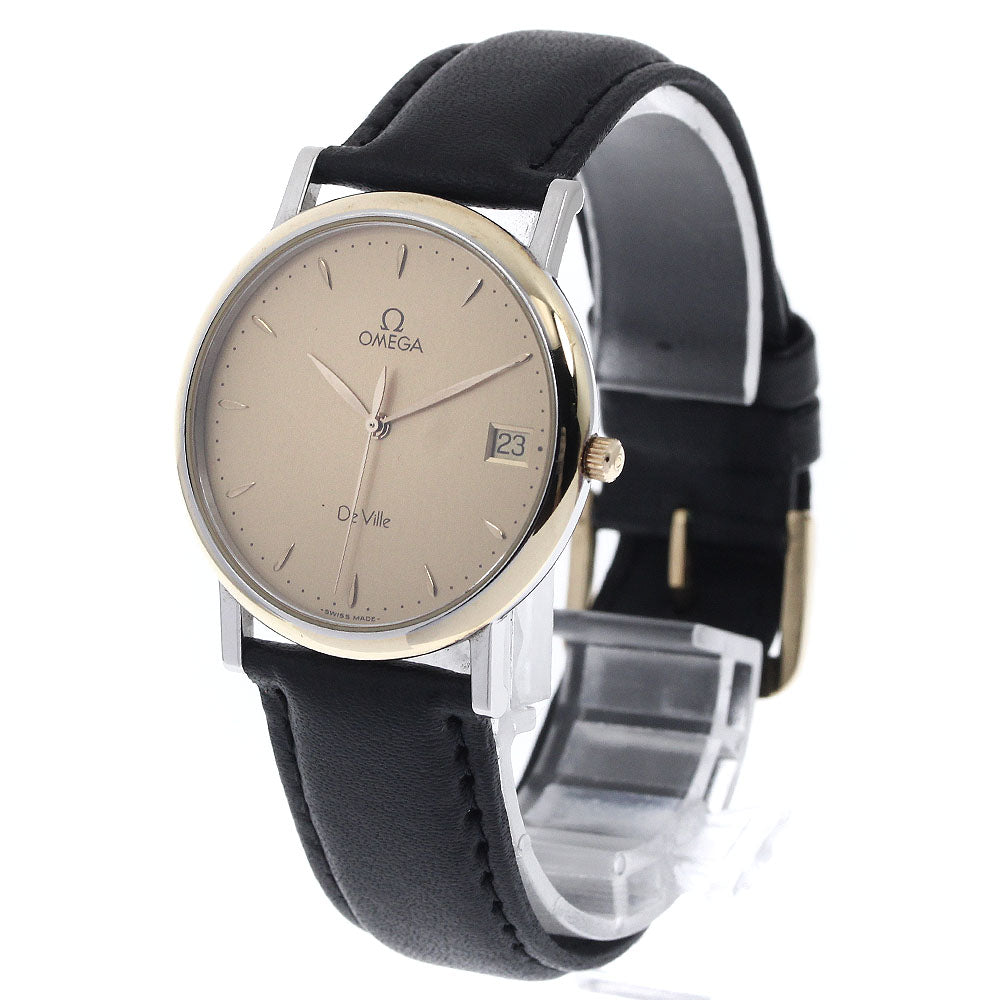 OMEGA De Ville Date gold Dial Quartz Men's Watch_896835