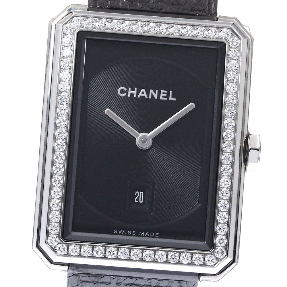 CHANEL Boyfriend tweed H5318 Diamond Bezel black Dial Quartz Boy's Watch_896852