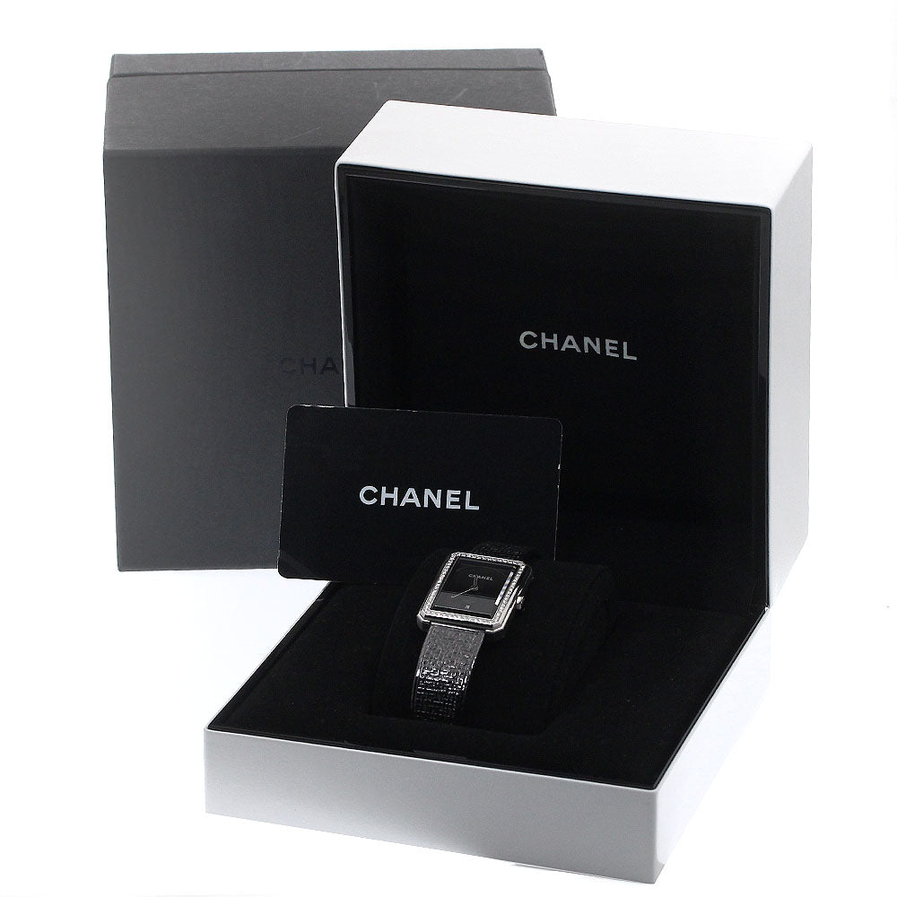CHANEL Boyfriend tweed H5318 Diamond Bezel black Dial Quartz Boy's Watch_896852