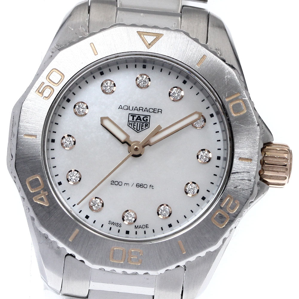 TAG HEUER Aqua racer WBP1450 12P diamond White shell Dial Quartz Ladies Watch_896859