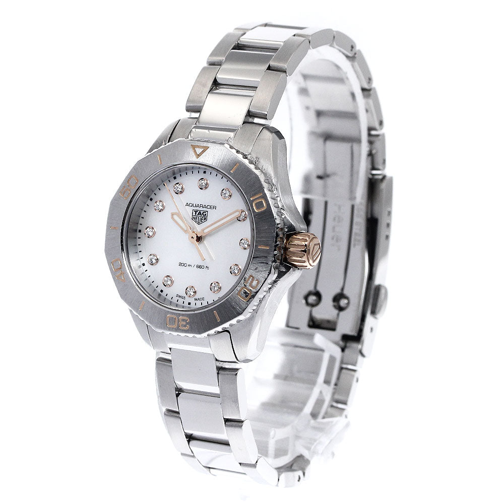 TAG HEUER Aqua racer WBP1450 12P diamond White shell Dial Quartz Ladies Watch_896859