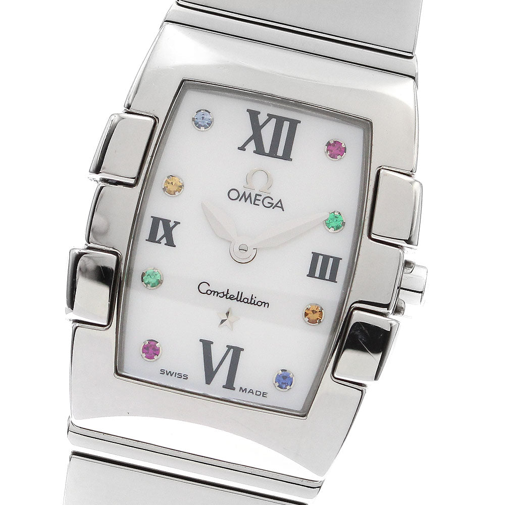 OMEGA Constellation Mini Quadrella 1584.79 8P diamond White shell Dial Quartz Ladies Watch_896914