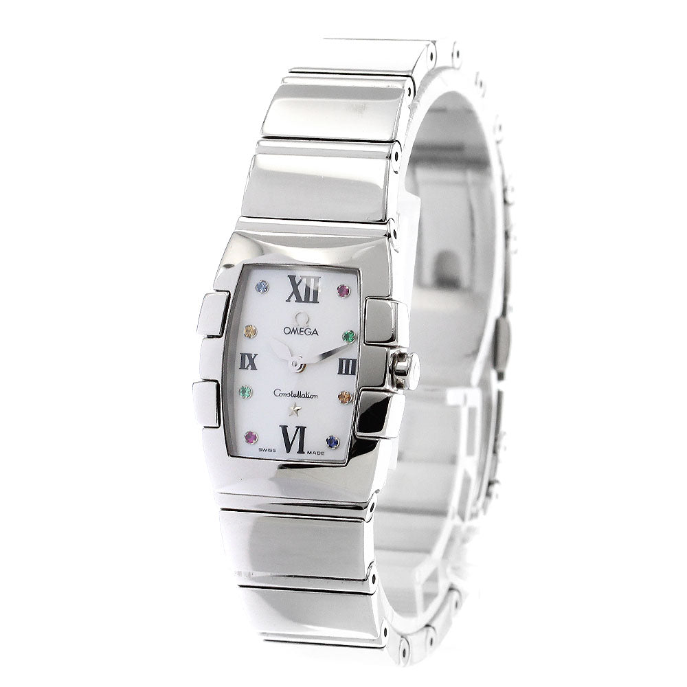 OMEGA Constellation Mini Quadrella 1584.79 8P diamond White shell Dial Quartz Ladies Watch_896914