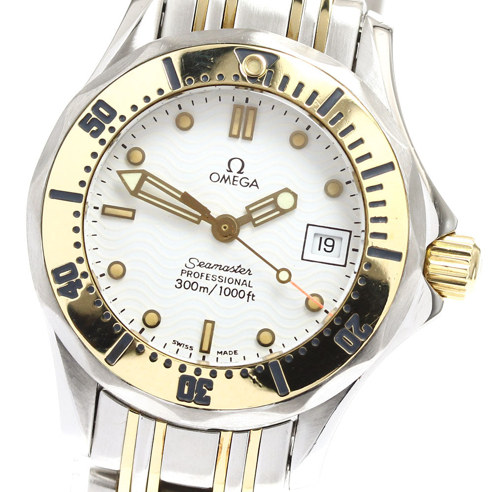 OMEGA Seamaster300M 2382.20 Date 2 tone white Dial Quartz Ladies Watch_896924