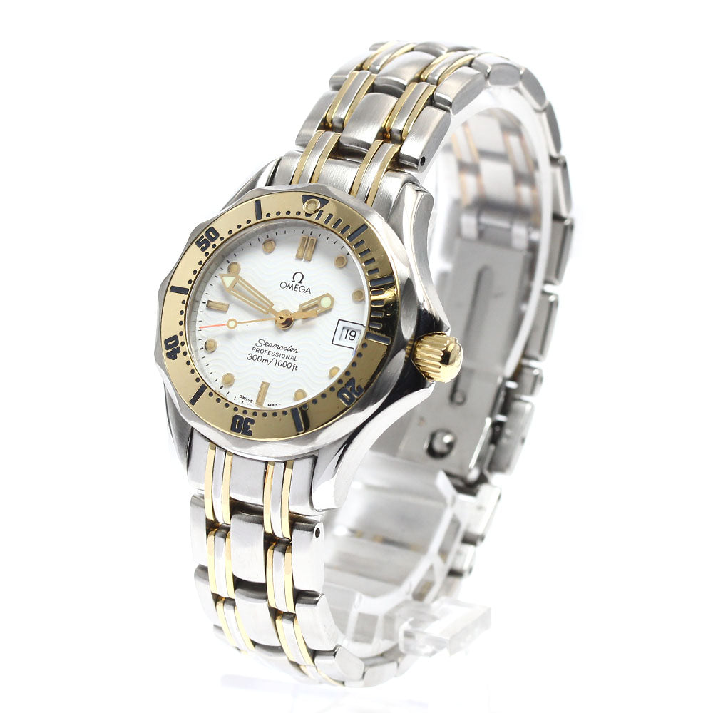OMEGA Seamaster300M 2382.20 Date 2 tone white Dial Quartz Ladies Watch_896924