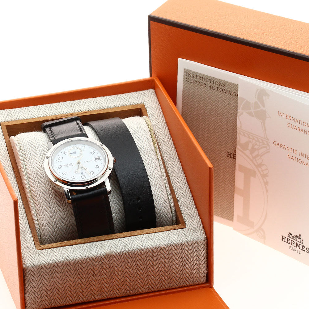 HERMES Clipper CL5.710 GMT power reserve white Dial Automatic Men's Watch_896992