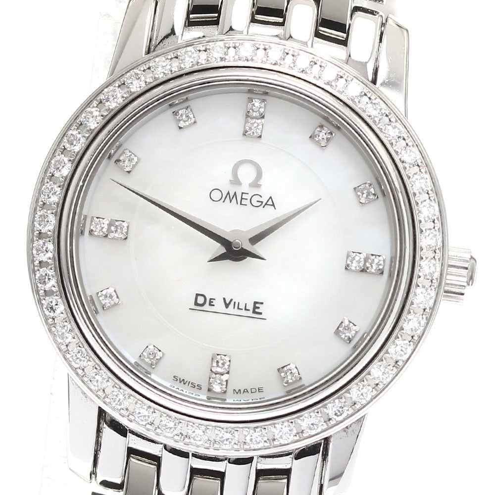 OMEGA De Ville Prestige 4575.75 Diamond Bezel White shell Dial Quartz Ladies Watch_897085