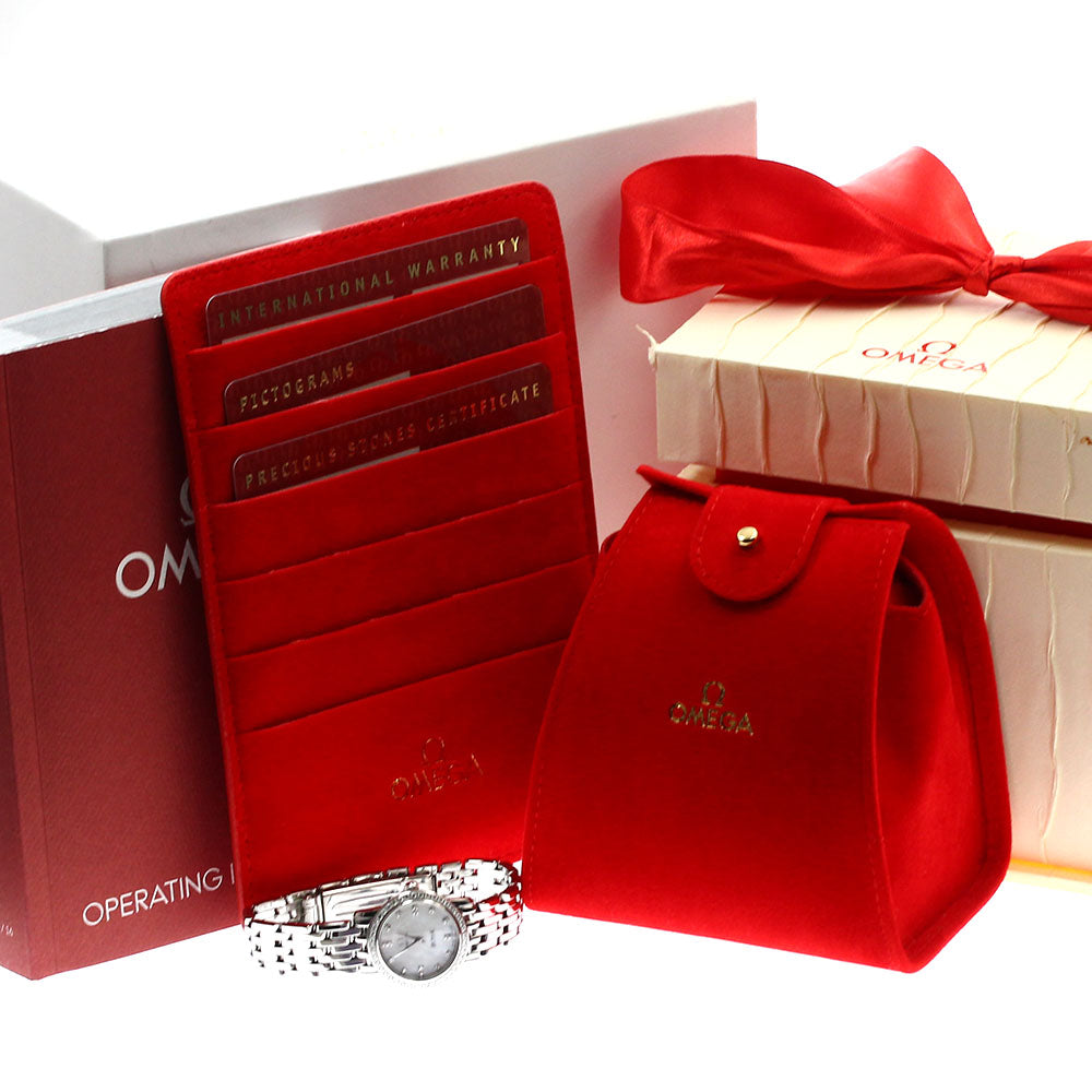 OMEGA De Ville Prestige 4575.75 Diamond Bezel White shell Dial Quartz Ladies Watch_897085