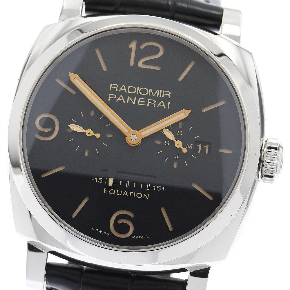PANERAI Radiomir 1940 Equation of Time 8 Days Acciaio PAM00516 Power reserve small seconds black Dial Hand Winding Men's Watch_897135