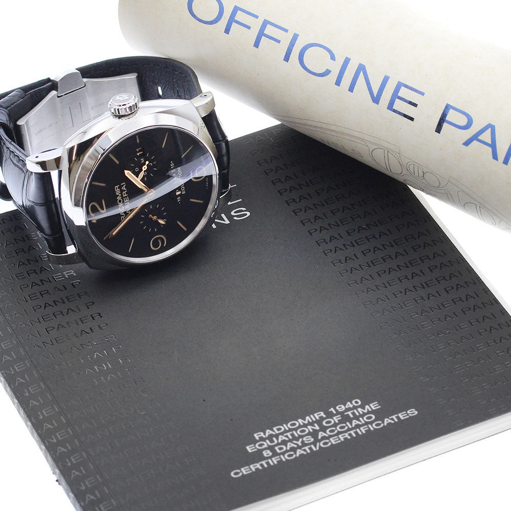 PANERAI Radiomir 1940 Equation of Time 8 Days Acciaio PAM00516 Power reserve small seconds black Dial Hand Winding Men's Watch_897135