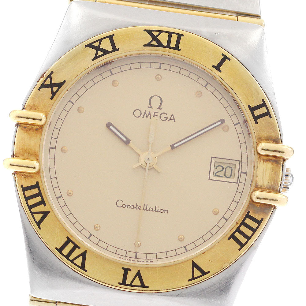 OMEGA Constellation YG bezel full bar with engraving on the back gold Dial Quartz Men's Watch_897144