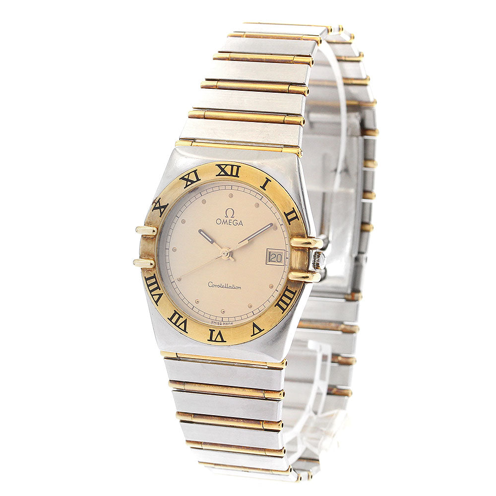 OMEGA Constellation YG bezel full bar with engraving on the back gold Dial Quartz Men's Watch_897144