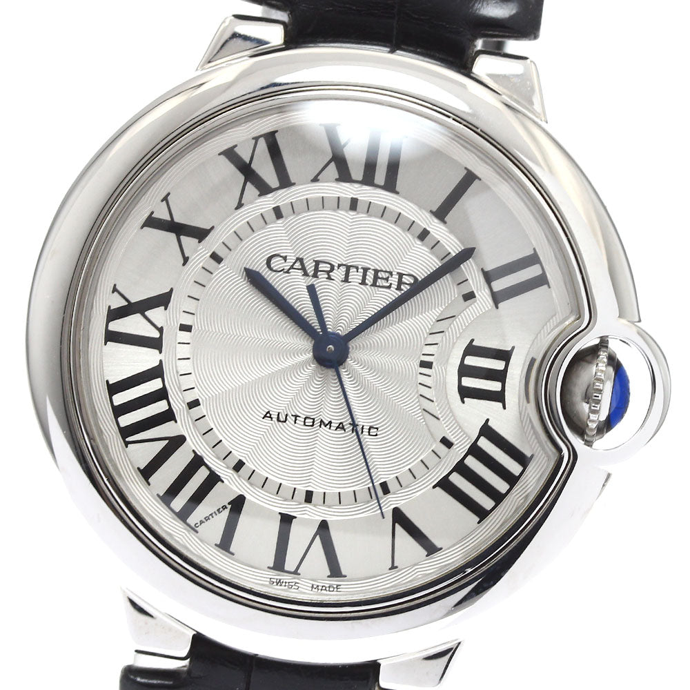 CARTIER Baron Blue 36mm W69017Z4 Silver Dial Automatic Boy's Watch_897169