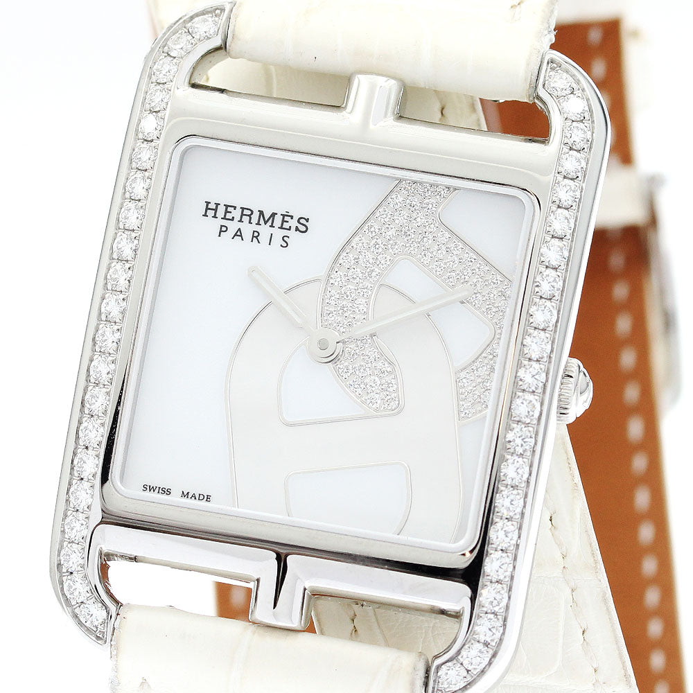 HERMES Cape Cod CC3.730 Chaine d'Ancre Joyeux Diamond Bezel White / shell Dial Quartz Men's Watch_897193