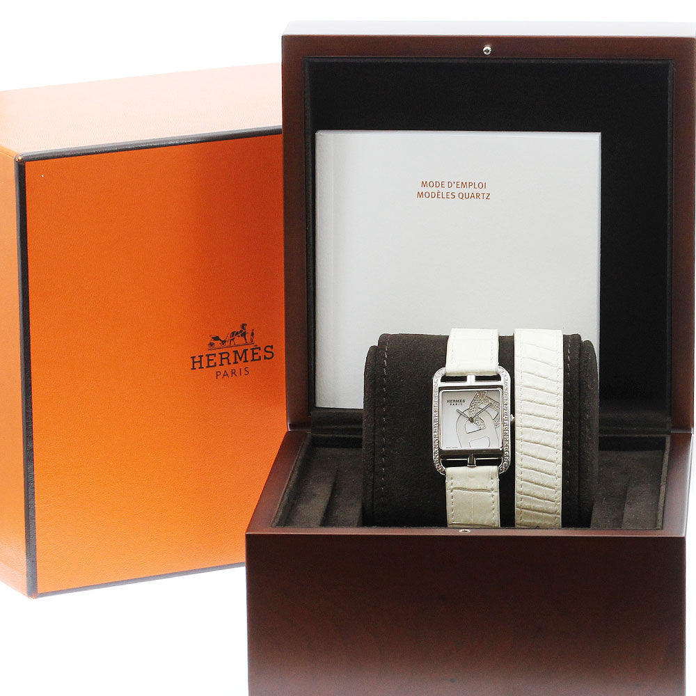 HERMES Cape Cod CC3.730 Chaine d'Ancre Joyeux Diamond Bezel White / shell Dial Quartz Men's Watch_897193