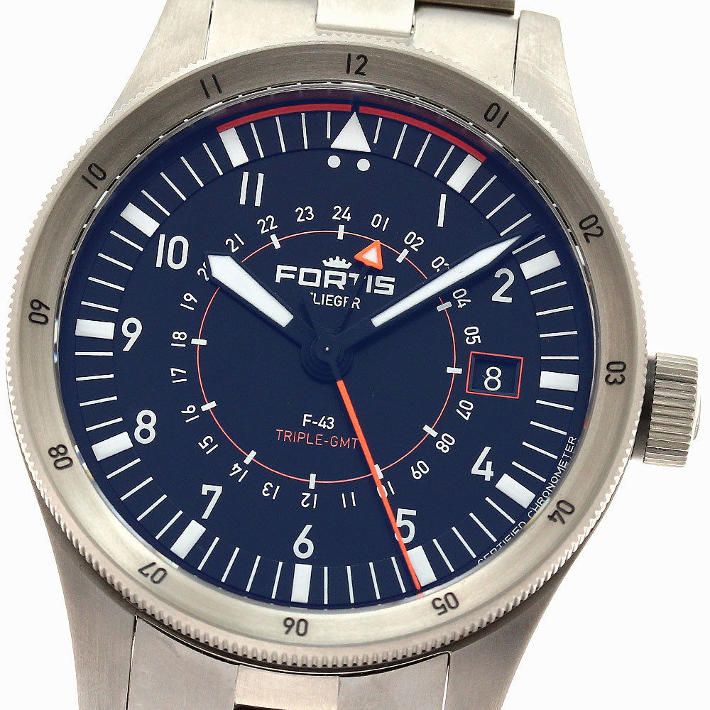 FORTIS Flieger Triple GMT F426.0000 F-43 black Dial Automatic Men's Watch_897439