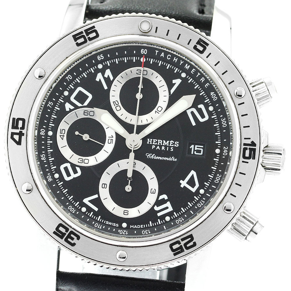 HERMES Clipper Diver Chronograph CP2.910 Black Dial Automatic Men's Watch_897469